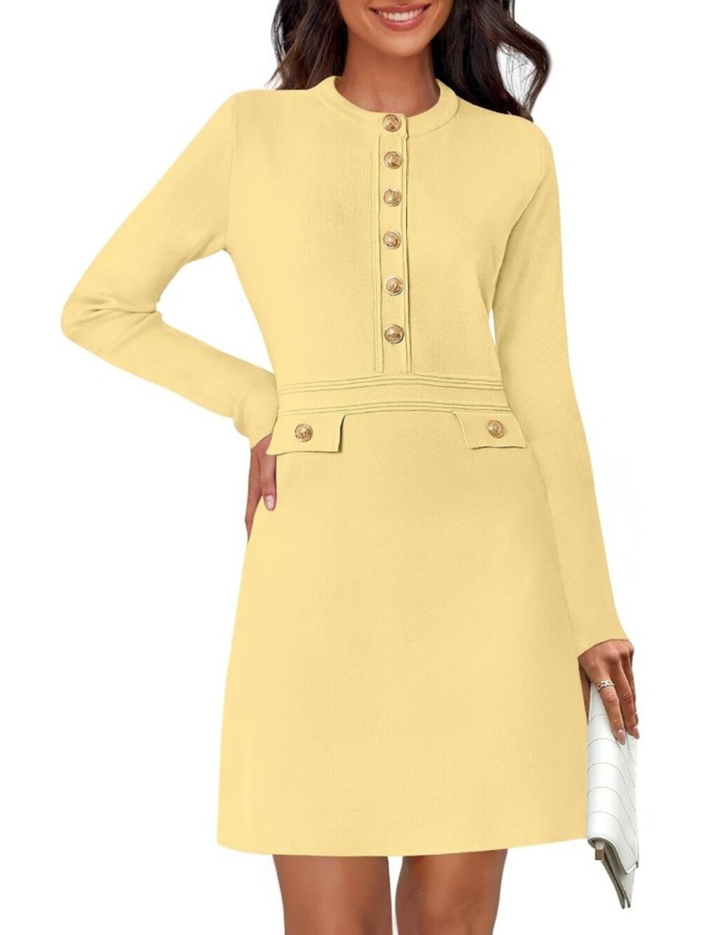 Chic Women's Long Sleeve Sweater Dress for Fall - Perfect for Work & Casual Wear